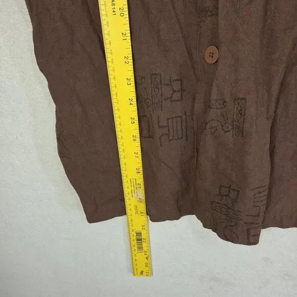 VTG Chicos Design Button Shirt Womens 0 Large Brown Geometric Long Sleeve Aztec - Picture 4 of 12